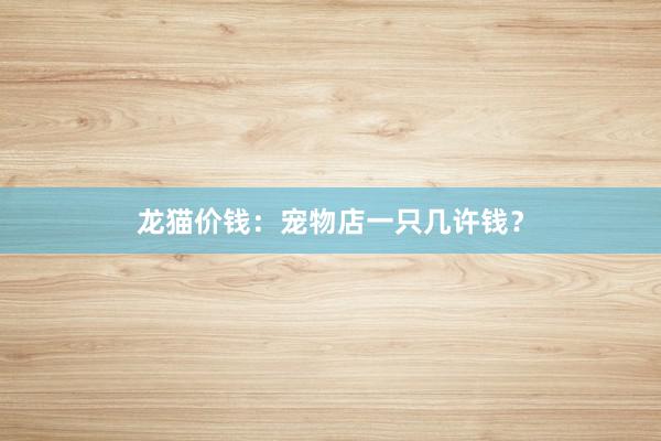 龙猫价钱：宠物店一只几许钱？