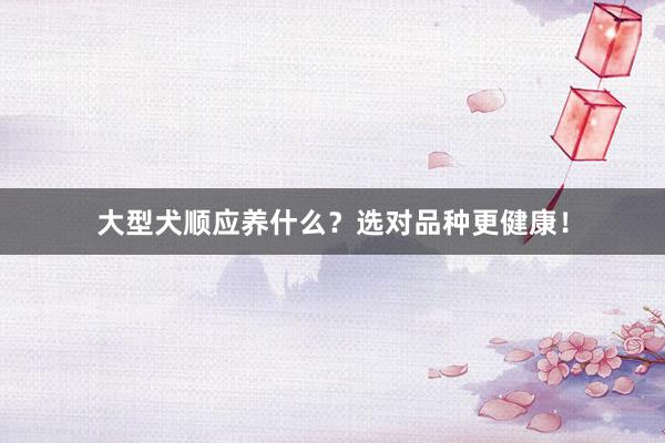 大型犬顺应养什么？选对品种更健康！