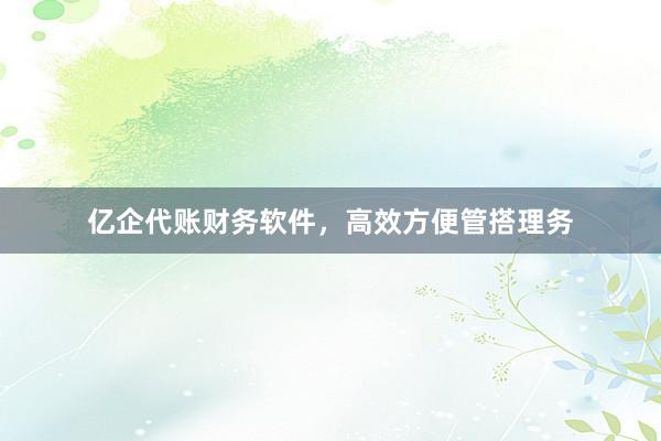亿企代账财务软件，高效方便管搭理务